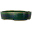 Oval green bonsai pot by Terahata Satomi Mazan - 222 x 175 x 52 mm