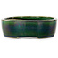 Oval green bonsai pot by Terahata Satomi Mazan - 222 x 175 x 52 mm