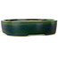 Oval green bonsai pot by Terahata Satomi Mazan - 222 x 175 x 52 mm