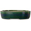 Oval green bonsai pot by Terahata Satomi Mazan - 222 x 175 x 52 mm