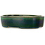 Oval green bonsai pot by Terahata Satomi Mazan - 222 x 175 x 52 mm