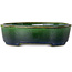 Pot à bonsaï ovale vert par Terahata Satomi Mazan - 192 x 160 x 55 mm