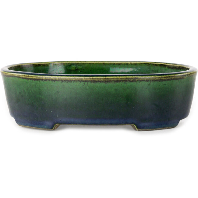 Ovale groene bonsaipot van Terahata Satomi Mazan - 192 x 160 x 55 mm