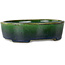 Pot à bonsaï ovale vert par Terahata Satomi Mazan - 192 x 160 x 55 mm