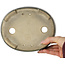 Oval green bonsai pot by Terahata Satomi Mazan - 192 x 160 x 55 mm