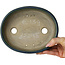 Oval green bonsai pot by Terahata Satomi Mazan - 192 x 160 x 55 mm