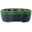 Pot à bonsaï ovale vert par Terahata Satomi Mazan - 192 x 160 x 55 mm