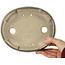 Oval green bonsai pot by Terahata Satomi Mazan - 192 x 160 x 55 mm