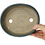 Pot à bonsaï ovale vert par Terahata Satomi Mazan - 192 x 160 x 55 mm