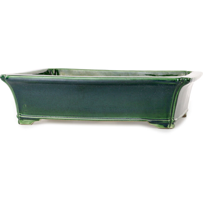Maceta rectangular para bonsái verde de Terahata Satomi Mazan - 430 x 352 x 113 mm