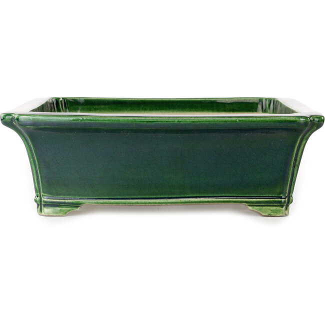 Rechteckiger grüner Bonsaitopf von Terahata Satomi Mazan – 430 x 352 x 113 mm
