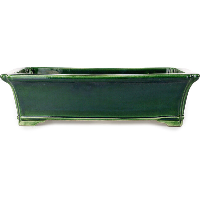 Vaso bonsai rettangolare verde di Terahata Satomi Mazan - 430 x 352 x 113 mm
