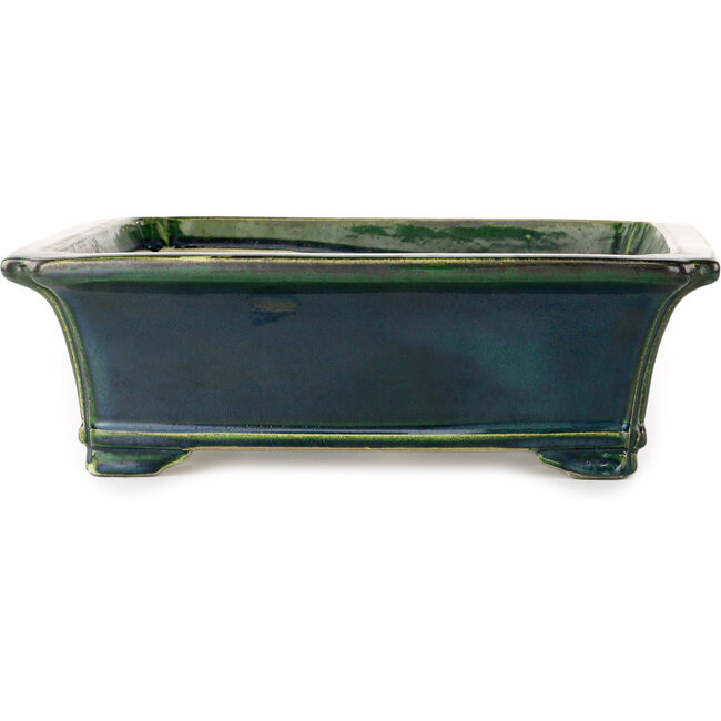 Maceta rectangular para bonsái verde de Terahata Satomi Mazan - 400 x 345 x 110 mm