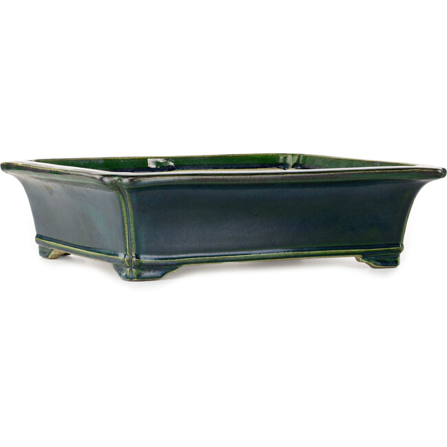 Maceta rectangular para bonsái verde de Terahata Satomi Mazan - 400 x 345 x 110 mm