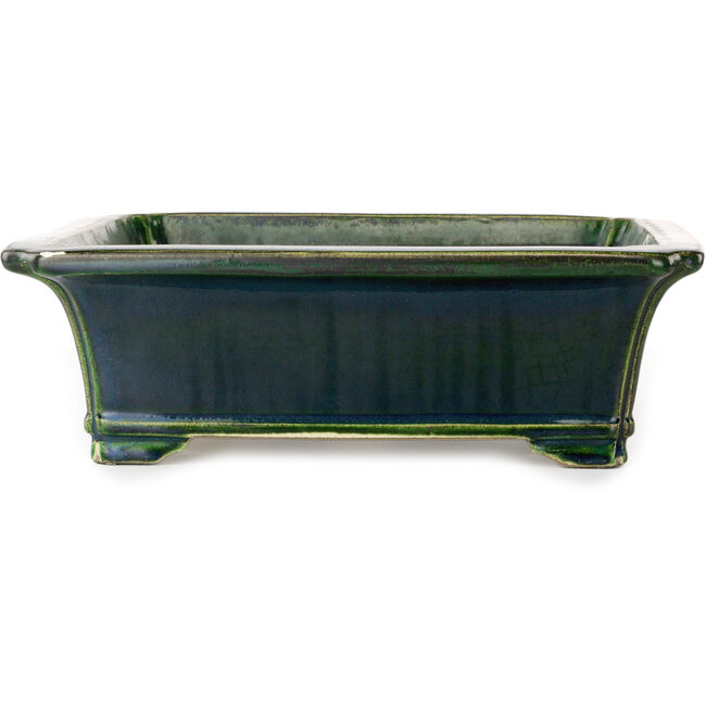 Vaso bonsai rettangolare verde di Terahata Satomi Mazan - 400 x 345 x 110 mm