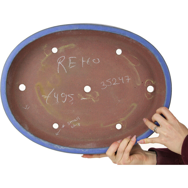 Maceta ovalada azul para bonsái de Reiho - 455 x 345 x 78 mm