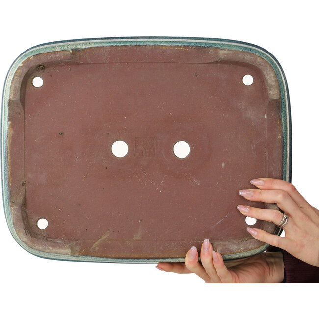 Rechthoekige turquoise bonsaipot - 410 x 421 x 72 mm