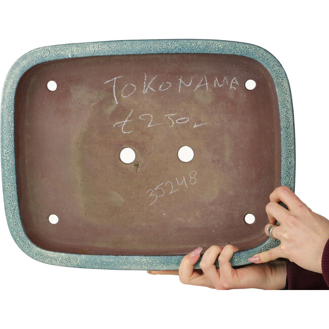 Rechthoekige turquoise bonsaipot - 410 x 421 x 72 mm