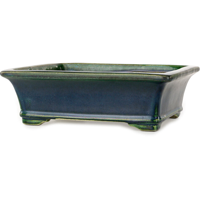 Pot à bonsaï rectangulaire vert par Terahata Satomi Mazan - 278 x 245 x 90 mm