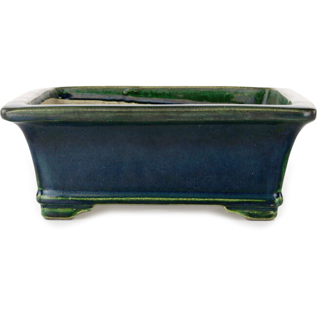 Pot à bonsaï rectangulaire vert par Terahata Satomi Mazan - 278 x 245 x 90 mm