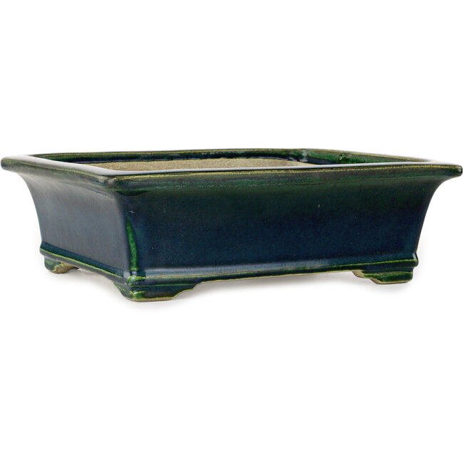 Pot à bonsaï rectangulaire vert par Terahata Satomi Mazan - 278 x 245 x 90 mm
