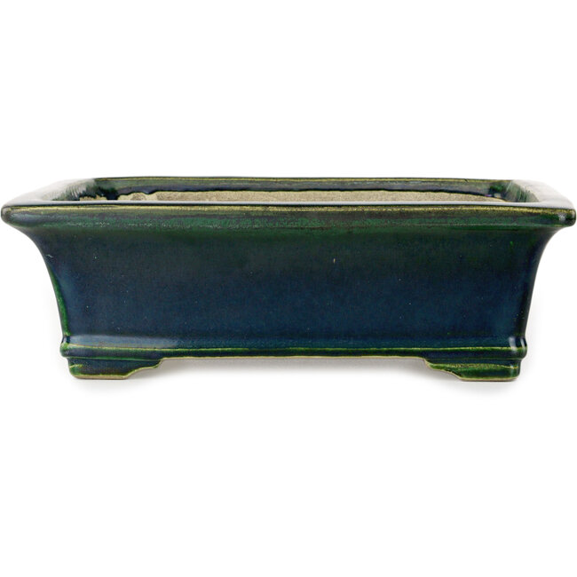 Maceta rectangular para bonsái verde de Terahata Satomi Mazan - 278 x 245 x 90 mm