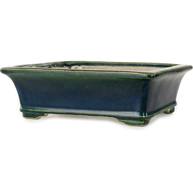 Vaso bonsai rettangolare verde di Terahata Satomi Mazan - 278 x 245 x 90 mm