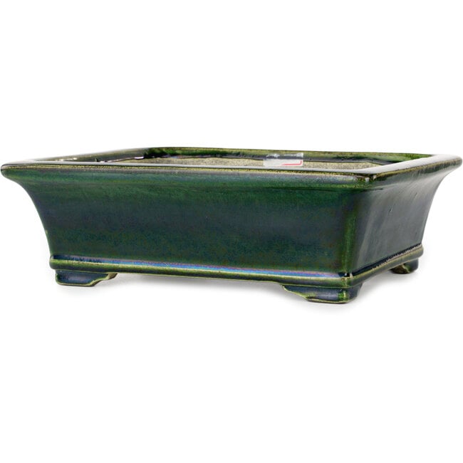 Rechteckiger grüner Bonsaitopf von Terahata Satomi Mazan – 278 x 245 x 90 mm