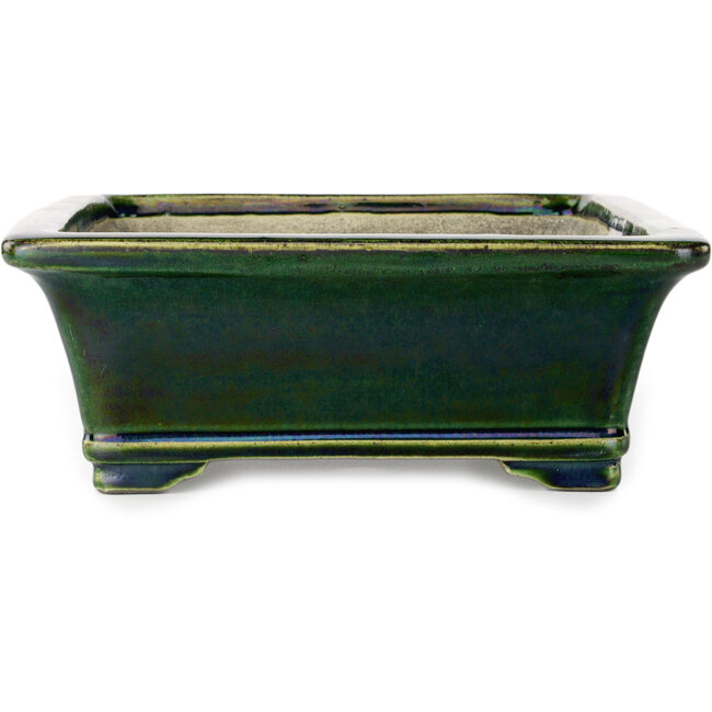 Rechthoekige groene bonsaipot van Terahata Satomi Mazan - 278 x 245 x 90 mm