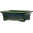 Pot à bonsaï rectangulaire vert par Terahata Satomi Mazan - 278 x 245 x 90 mm