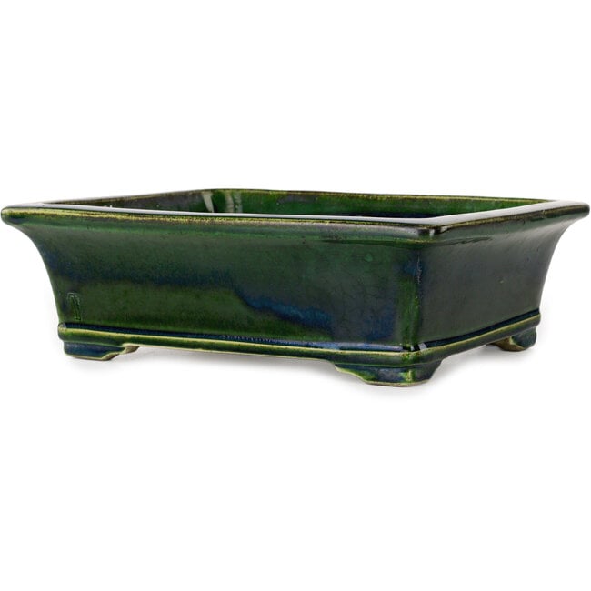 Rechteckiger grüner Bonsaitopf von Terahata Satomi Mazan – 278 x 245 x 90 mm