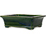 Pot à bonsaï rectangulaire vert par Terahata Satomi Mazan - 278 x 245 x 90 mm