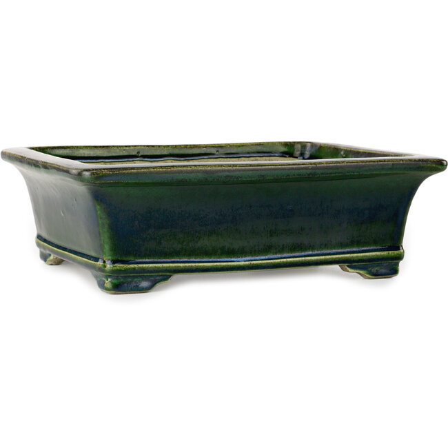 Maceta rectangular para bonsái verde de Terahata Satomi Mazan - 278 x 245 x 90 mm