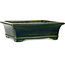 Rectangular green bonsai pot by Terahata Satomi Mazan - 278 x 245 x 90 mm