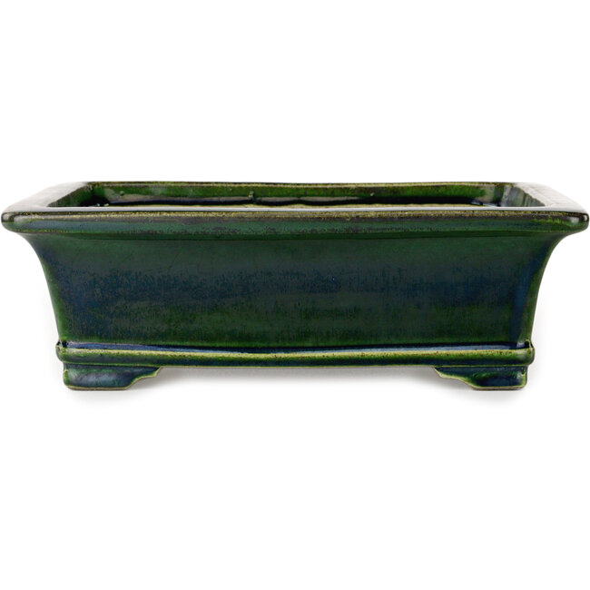 Vaso bonsai rettangolare verde di Terahata Satomi Mazan - 278 x 245 x 90 mm