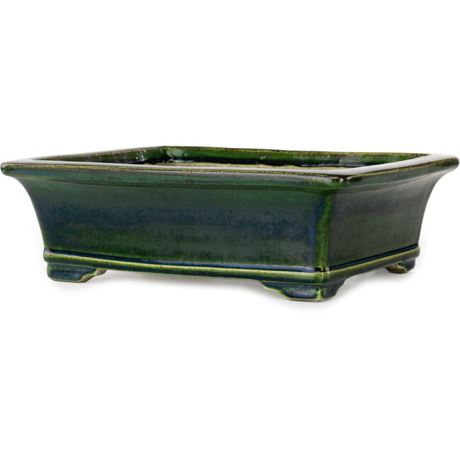 Maceta rectangular para bonsái verde de Terahata Satomi Mazan - 278 x 245 x 90 mm