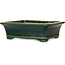 Rectangular green bonsai pot by Terahata Satomi Mazan - 278 x 245 x 90 mm