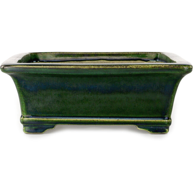 Pot à bonsaï rectangulaire vert par Terahata Satomi Mazan - 278 x 245 x 90 mm
