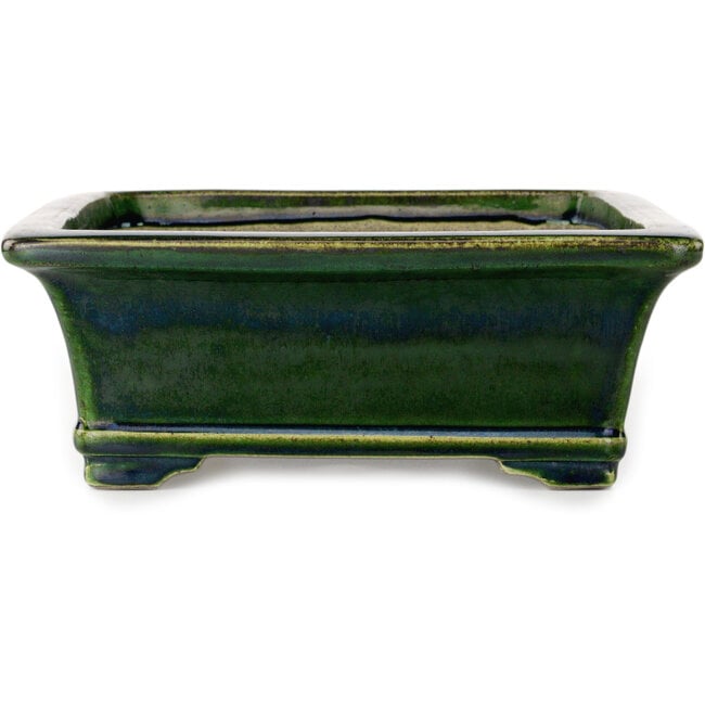 Rechteckiger grüner Bonsaitopf von Terahata Satomi Mazan – 278 x 245 x 90 mm