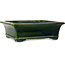 Rectangular green bonsai pot by Terahata Satomi Mazan - 278 x 245 x 90 mm