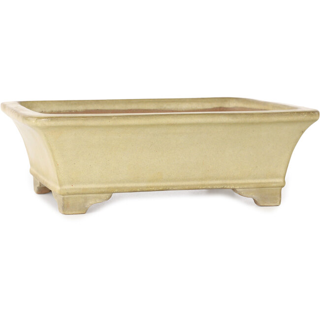 Rectangular off-white bonsai pot by Yamafusa - 250 x 203 x 85 mm