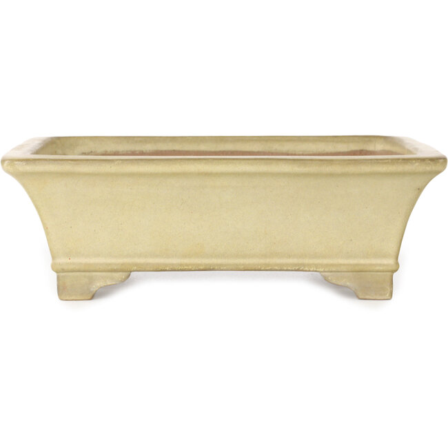 Rectangular off-white bonsai pot by Yamafusa - 250 x 203 x 85 mm