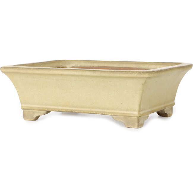 Rectangular off-white bonsai pot by Yamafusa - 250 x 203 x 85 mm