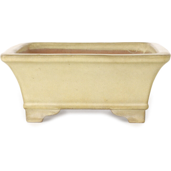 Rectangular off-white bonsai pot by Yamafusa - 250 x 203 x 85 mm