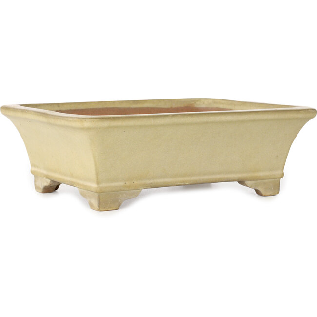 Rectangular off-white bonsai pot by Yamafusa - 250 x 203 x 85 mm