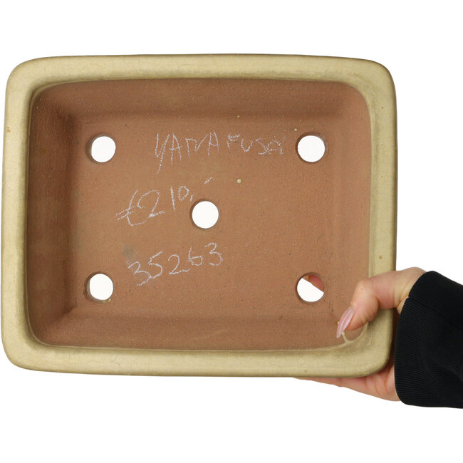 Rectangular off-white bonsai pot by Yamafusa - 250 x 203 x 85 mm