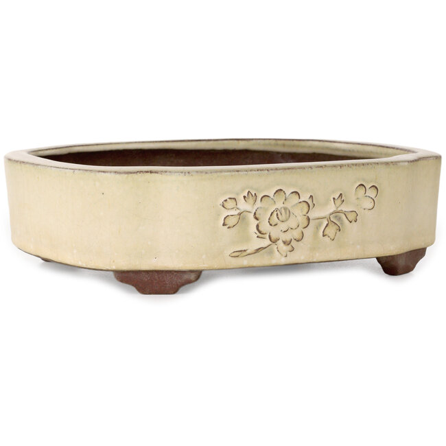 Mokko off-white bonsai pot by Yamaaki - 255 x 210 x 70 mm