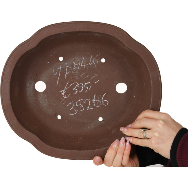 Mokko unglazed bonsai pot by Yamaaki - 317 x 274 x 97 mm