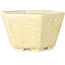 Hexagonal off-white, crystal glaze bonsai pot by Heian Senzan - 140 x 140 x 75 mm