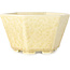 Hexagonal off-white, crystal glaze bonsai pot by Heian Senzan - 140 x 140 x 75 mm